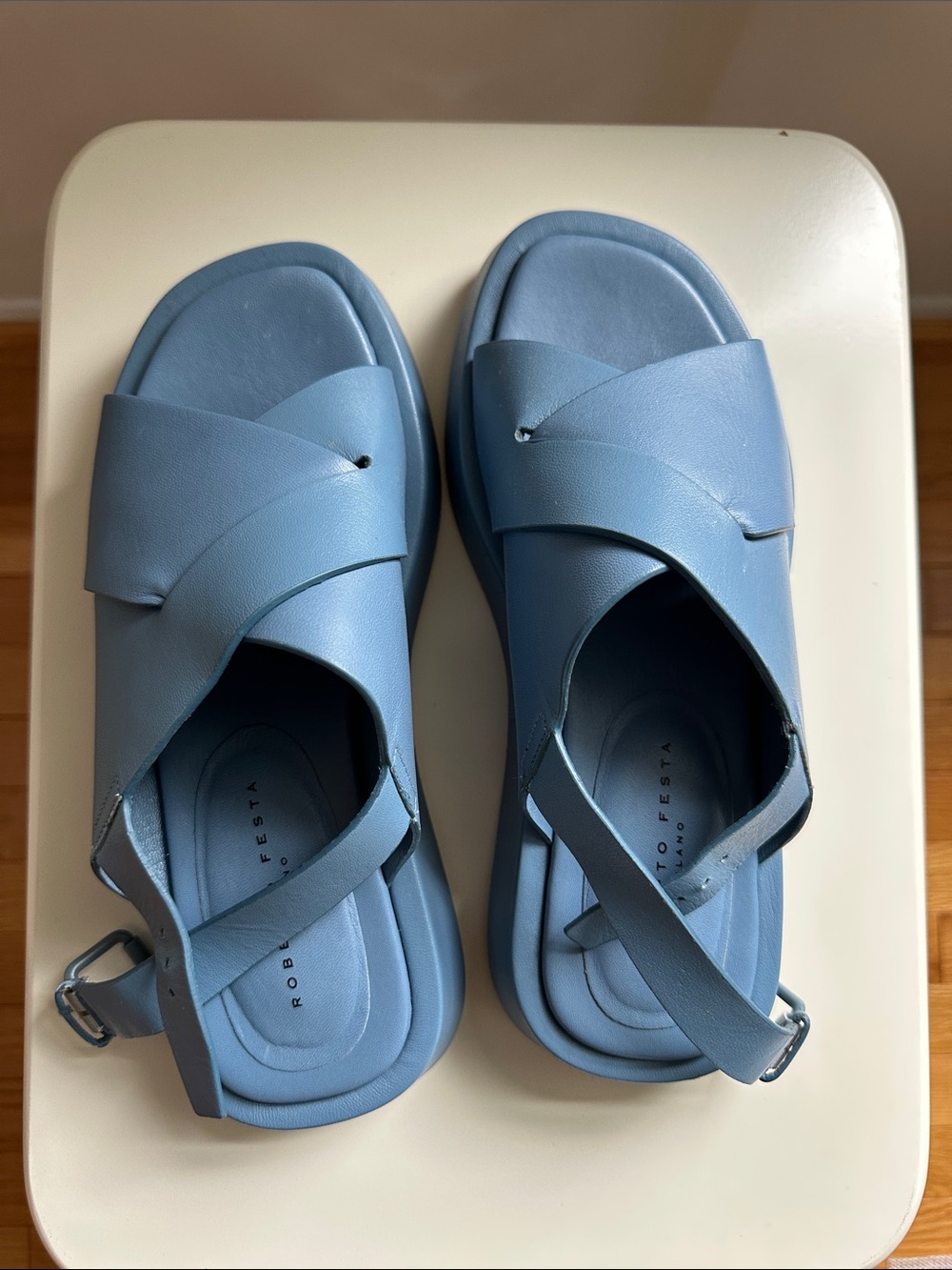 Roberto Festa Women's Blue Cross-Strap Sandals